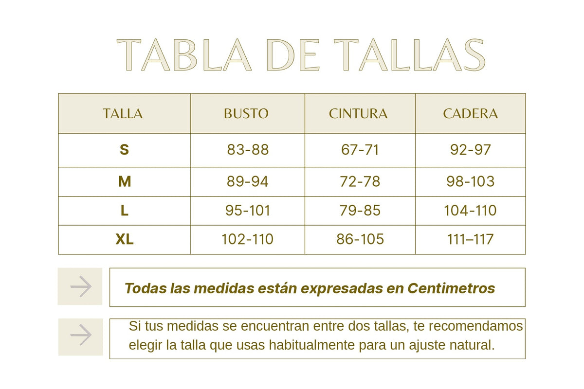 Guía de tallas Panty control abdomen